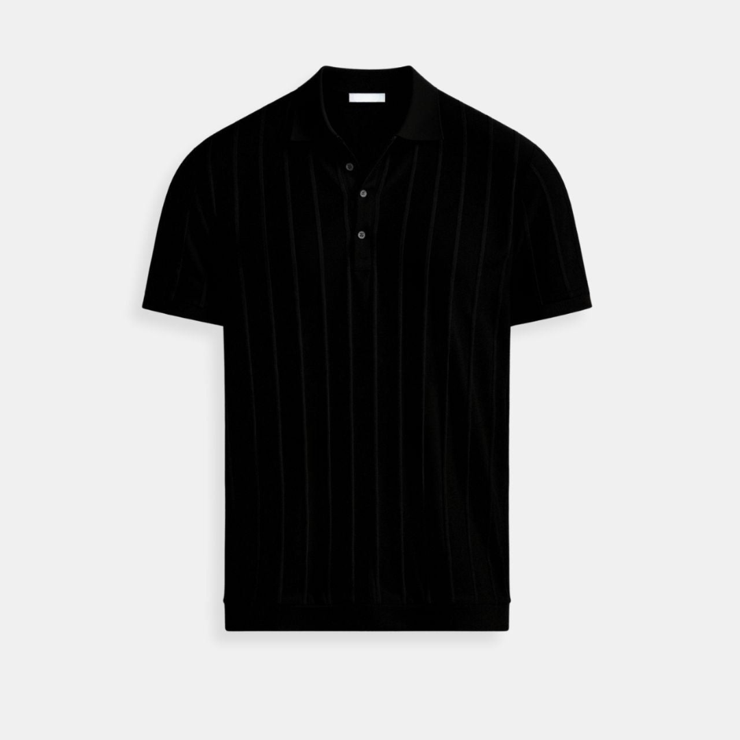 Men's Short Sleeve Polo Shirt with Vertical Stripes - Casual Summer Fashion