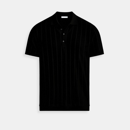 Men's Short Sleeve Polo Shirt with Vertical Stripes - Casual Summer Fashion