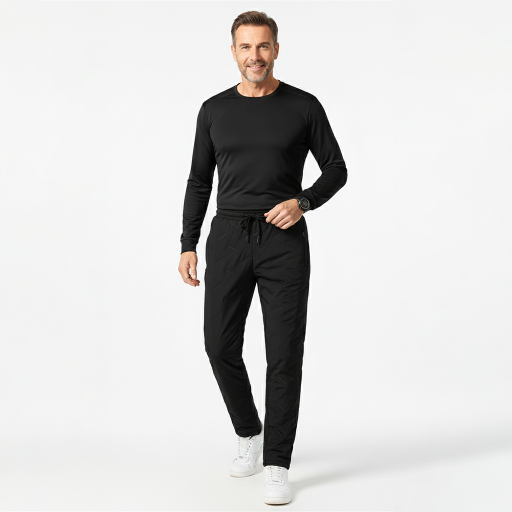 Men's Fleece-Lined Thermal Joggers - Water-Resistant Winter Pants for Cold Weather