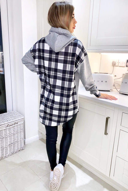 Men's Grey Checkered Back Hoodie - Stylish and Comfortable Casual Wear