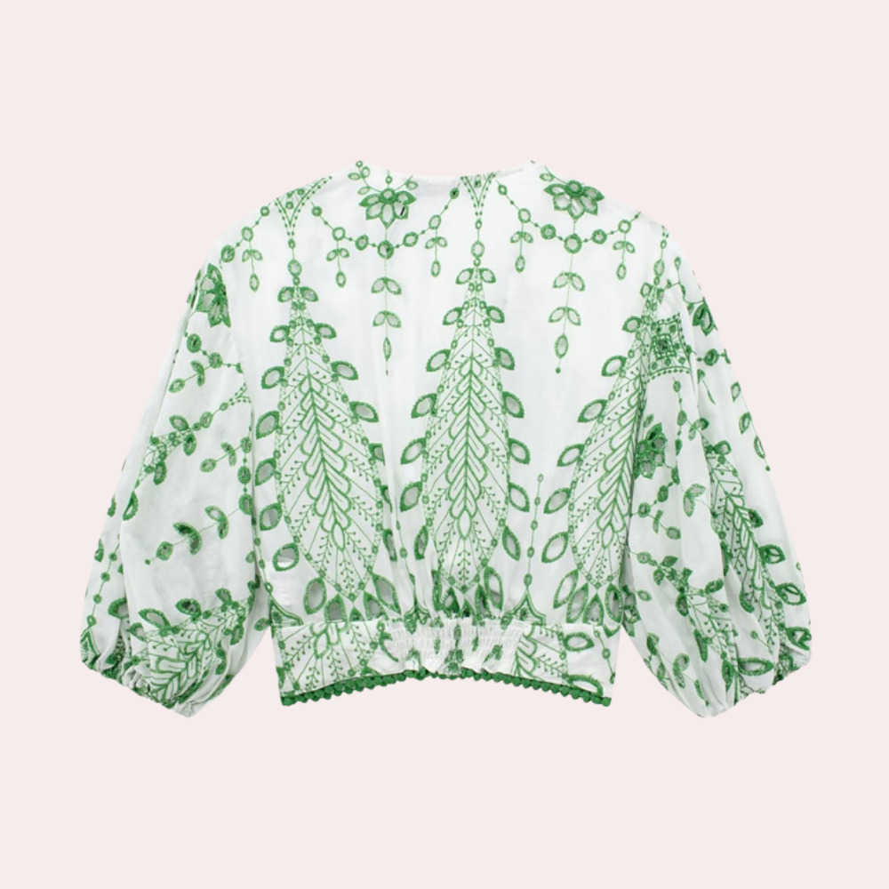 Robert | Two-Piece Set with Embroidered Leaf Pattern