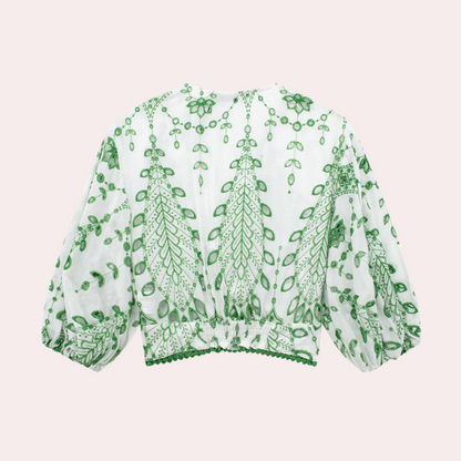 Robert | Two-Piece Set with Embroidered Leaf Pattern