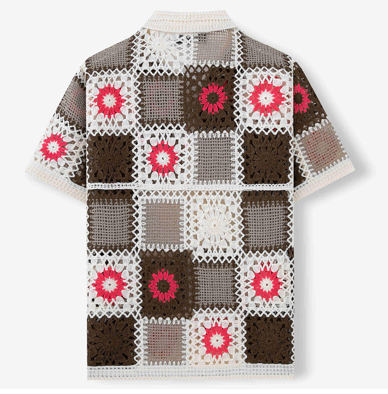 Men's Knitted Button-Up Shirt - Stylish Santorini-Inspired Design