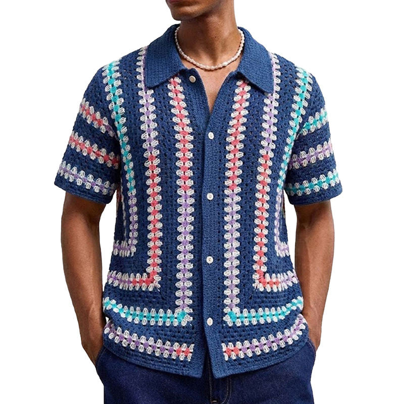 Men's Knitted Button-Up Shirt - Zakynthos Style