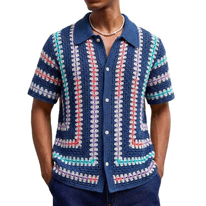 Men's Knitted Button-Up Shirt - Zakynthos Style
