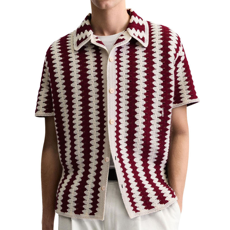 Men's Knitted Button-Up Shirt - Bora Bora Style