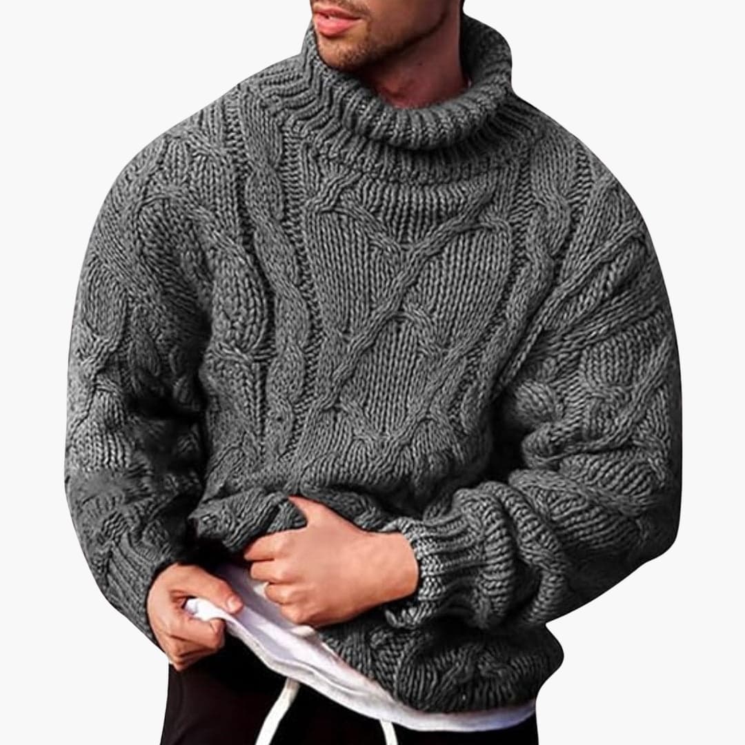 Men's Classic Knit Turtleneck Pullover Sweater - Warm & Stylish Winter Apparel