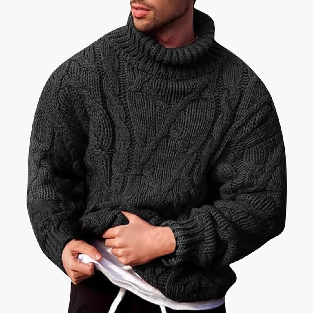 Men's Classic Knit Turtleneck Pullover Sweater - Warm & Stylish Winter Apparel