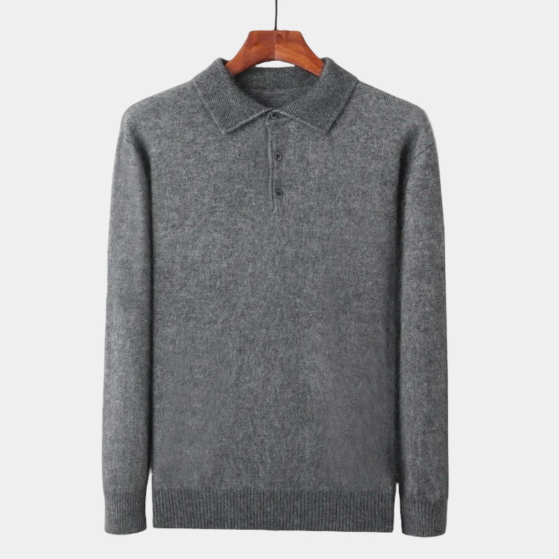 Men's Knitted Polo Collar Sweater - Stylish Autumn/Winter Layering Essential