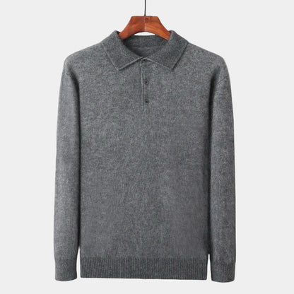 Men's Knitted Polo Collar Sweater - Stylish Autumn/Winter Layering Essential