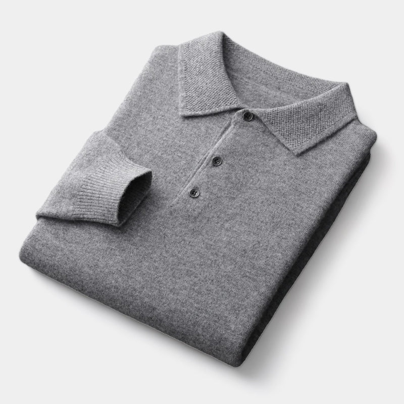 Men's Knitted Polo Collar Sweater - Stylish Autumn/Winter Layering Essential