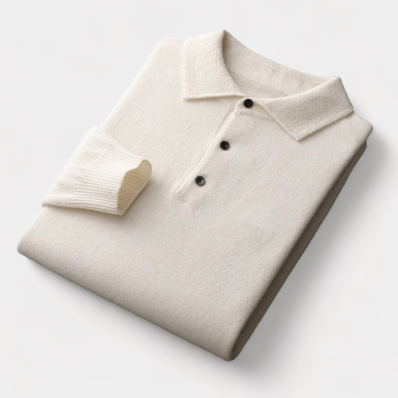 Men's Knitted Polo Collar Sweater - Stylish Autumn/Winter Layering Essential