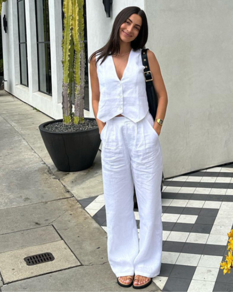 Women's Lightweight Linen Two-Piece Outfit for Summer