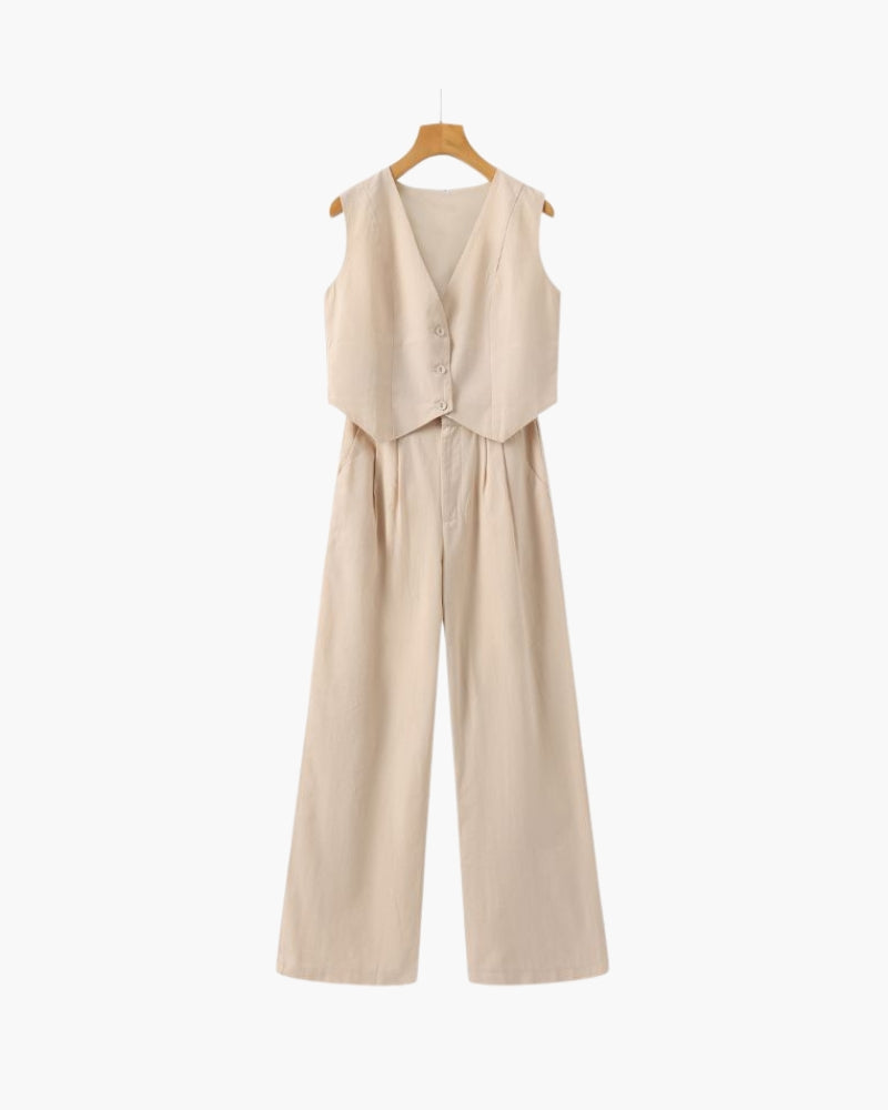 Women's Lightweight Linen Two-Piece Outfit for Summer