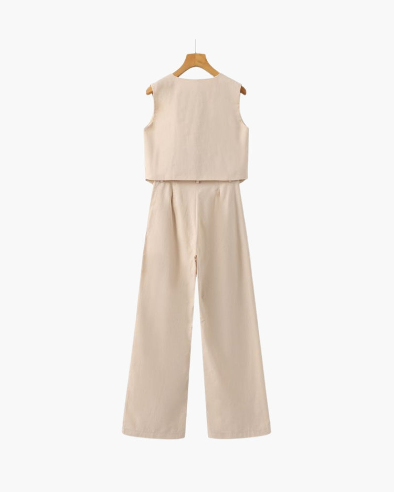 Women's Lightweight Linen Two-Piece Outfit for Summer