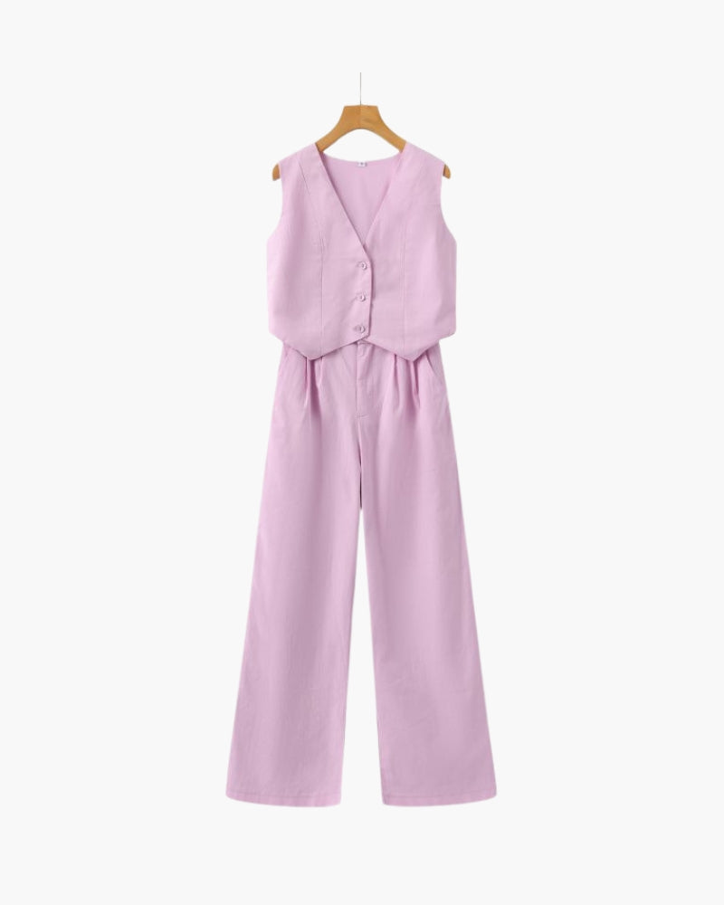 Women's Lightweight Linen Two-Piece Outfit for Summer