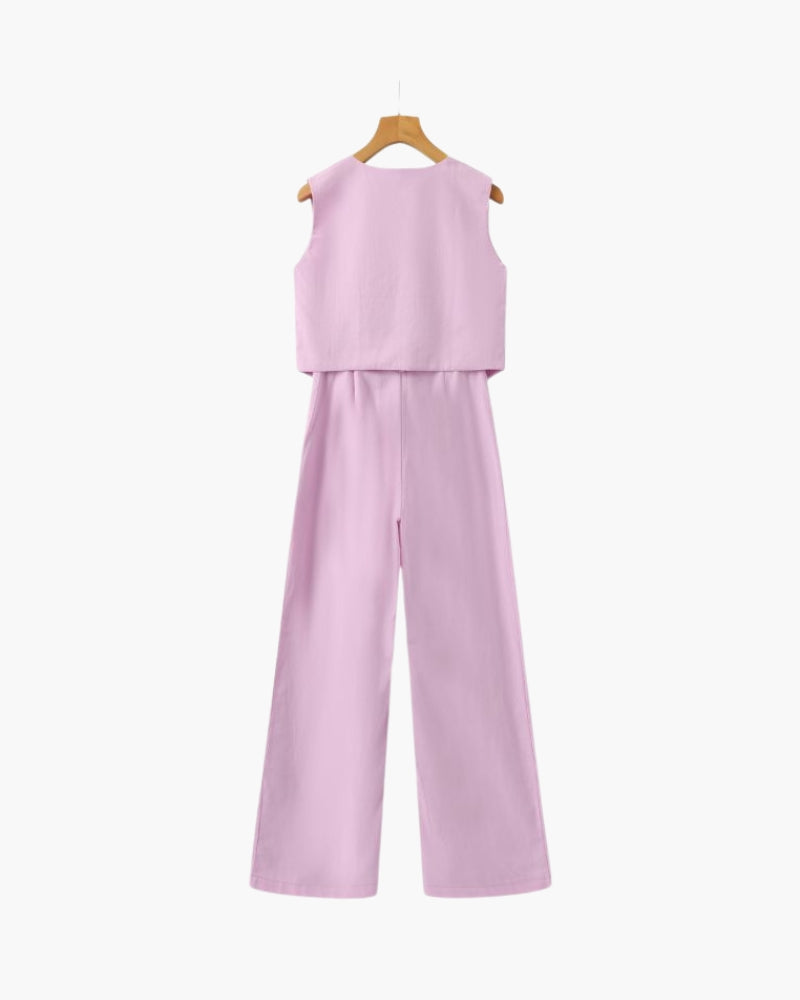 Women's Lightweight Linen Two-Piece Outfit for Summer