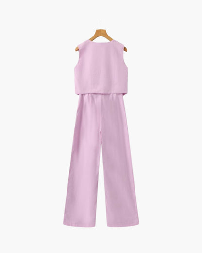 Women's Lightweight Linen Two-Piece Outfit for Summer