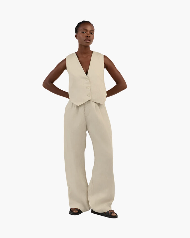 Women's Lightweight Linen Two-Piece Outfit for Summer
