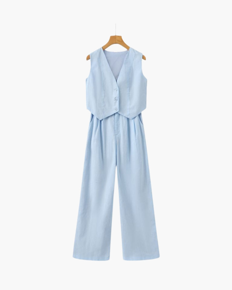 Women's Lightweight Linen Two-Piece Outfit for Summer
