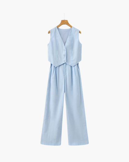 Women's Lightweight Linen Two-Piece Outfit for Summer
