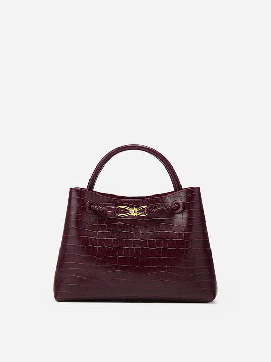 Lili | Bordeaux Croco Look Handbag