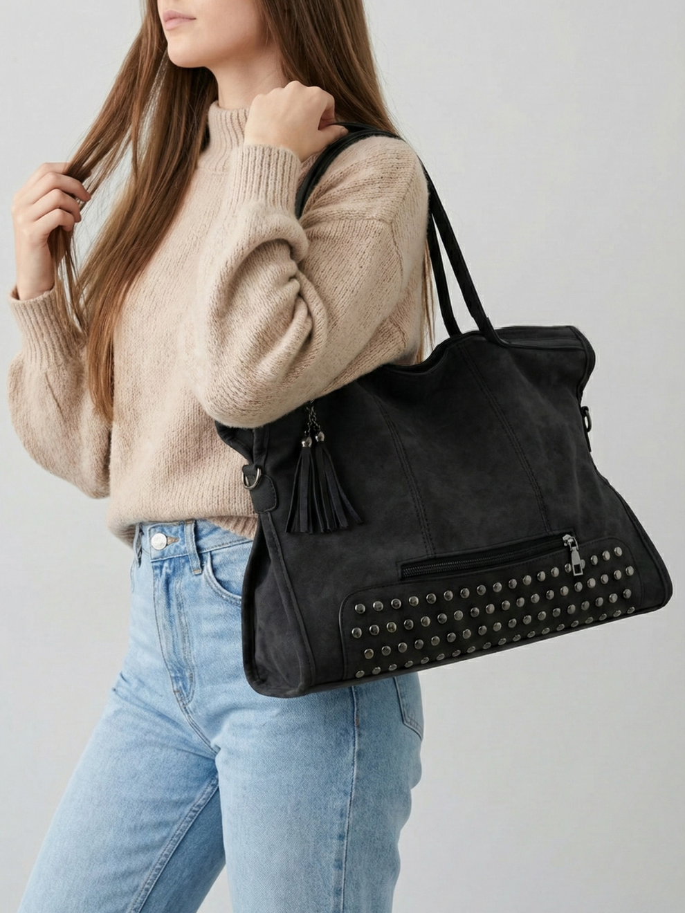 Spacious Black Professional Tote Bag for Office and Business Essentials