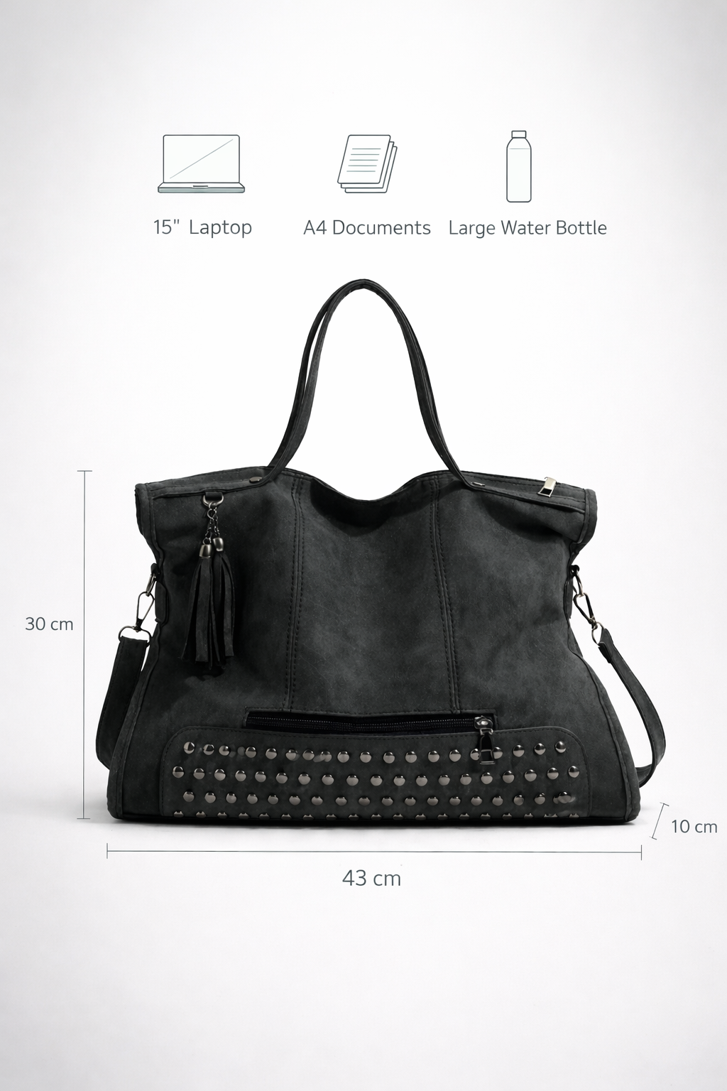 Spacious Black Professional Tote Bag for Office and Business Essentials