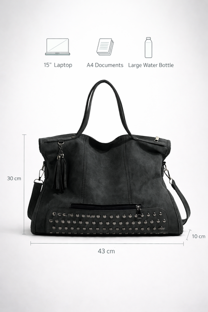 Spacious Black Professional Tote Bag for Office and Business Essentials