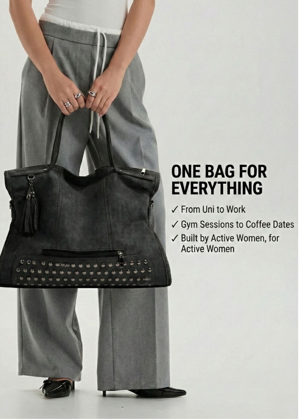 Spacious Black Professional Tote Bag for Office and Business Essentials