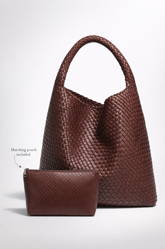 Stylish Woven Leather Women's Work Bag - Perfect for Professionals