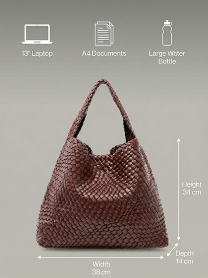 Stylish Woven Leather Women's Work Bag - Perfect for Professionals