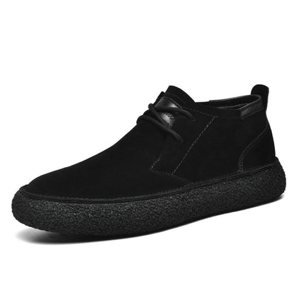 Men's Textured Sole Mid-Top Loafers with Lace-Up Design for Casual and Formal Wear