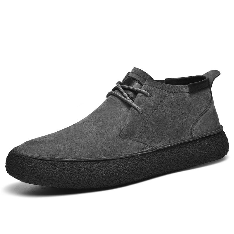 Men's Textured Sole Mid-Top Loafers with Lace-Up Design for Casual and Formal Wear