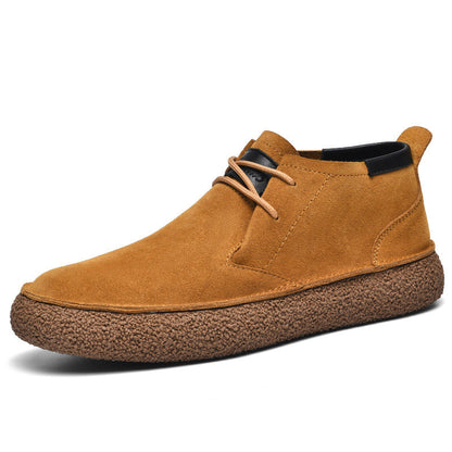 Men's Textured Sole Mid-Top Loafers with Lace-Up Design for Casual and Formal Wear