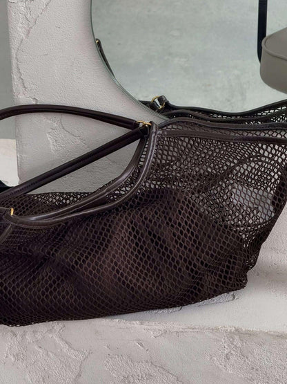 Lightweight Mesh Shoulder Tote Bag - Modern and Stylish Everyday Accessory