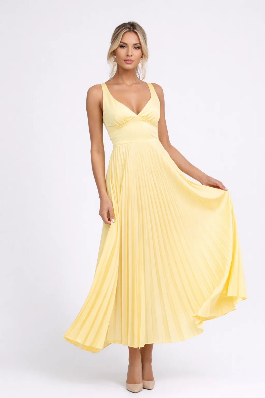 Elegant Midi Dress for Women | Comfortable Summer Dress with Pleats