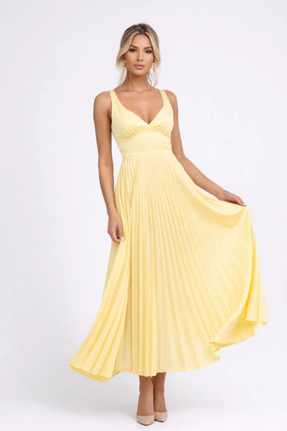 Elegant Midi Dress for Women | Comfortable Summer Dress with Pleats