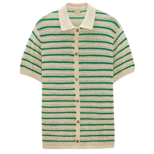 Men's Knitted Button-Up Shirt - Casual Ibiza Style