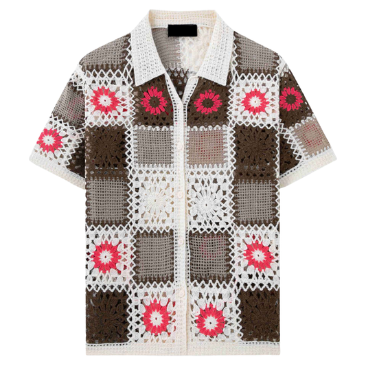 Men's Knitted Button-Up Shirt - Stylish Santorini-Inspired Design