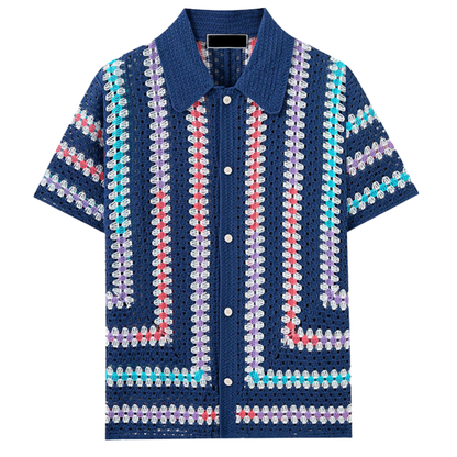 Men's Knitted Button-Up Shirt - Zakynthos Style