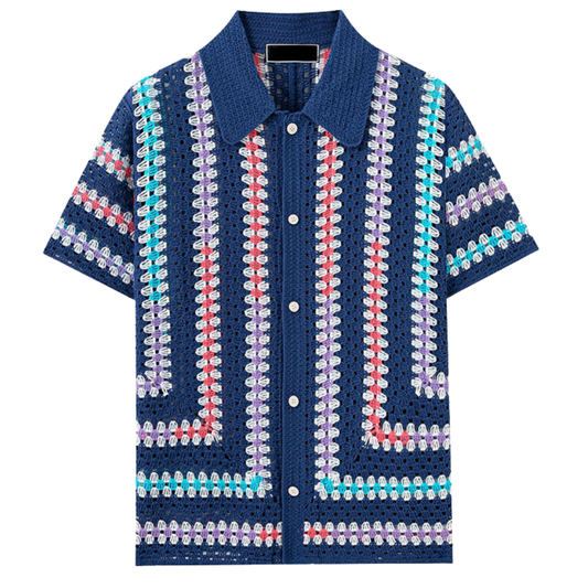 Men's Knitted Button-Up Shirt - Zakynthos Style