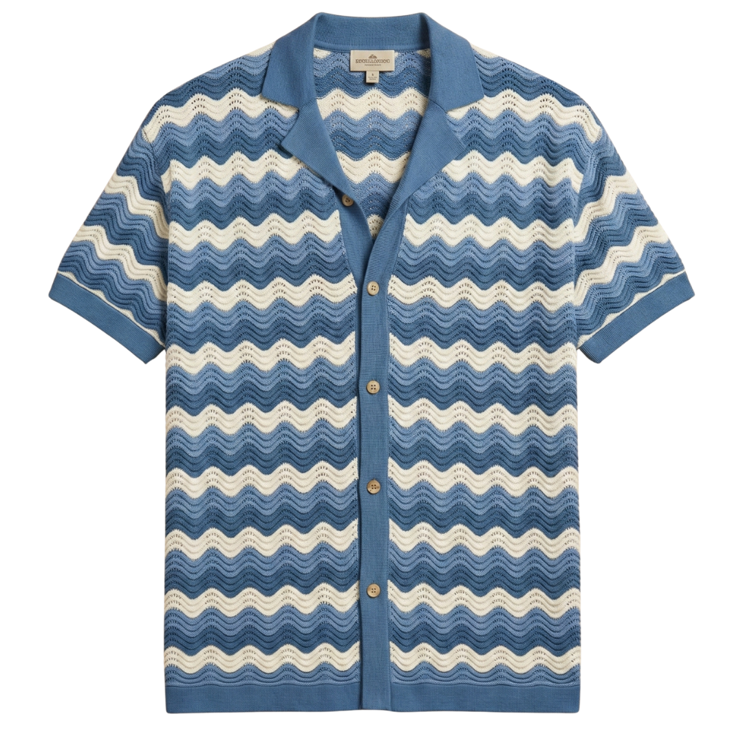 Men's Knitted Button-Up Shirt - Mykonos Style