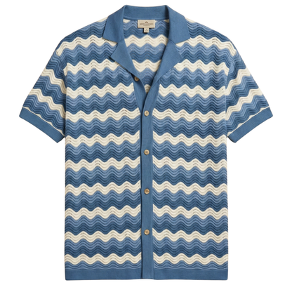 Men's Knitted Button-Up Shirt - Mykonos Style