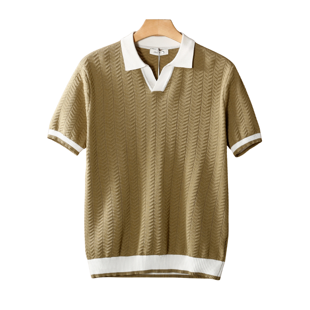 Men's Contrast Textured Polo Shirt - Stylish Casual Wear