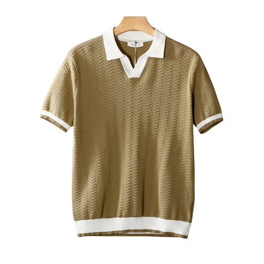 Men's Contrast Textured Polo Shirt - Stylish Casual Wear