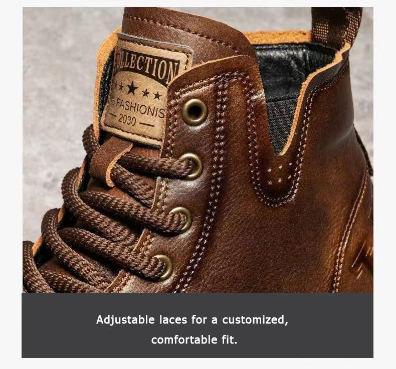 Men's Comfortable Orthopedic Leather Boots - Durable, Anti-Slip Design for All-Day Support