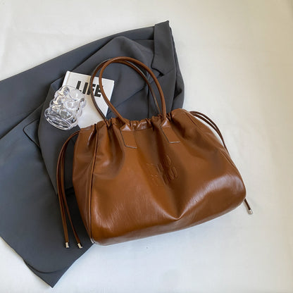 Women's Black Work Tote Bag – Spacious PU Leather Shoulder Bag