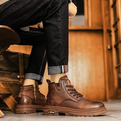 Men's Comfortable Orthopedic Leather Boots - Durable, Anti-Slip Design for All-Day Support