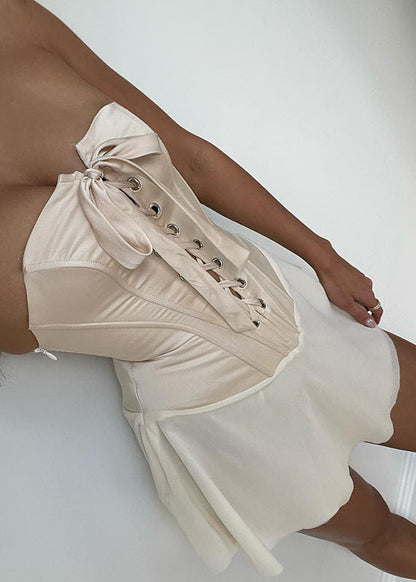 Natasha | Strapless Corset Dress Beige